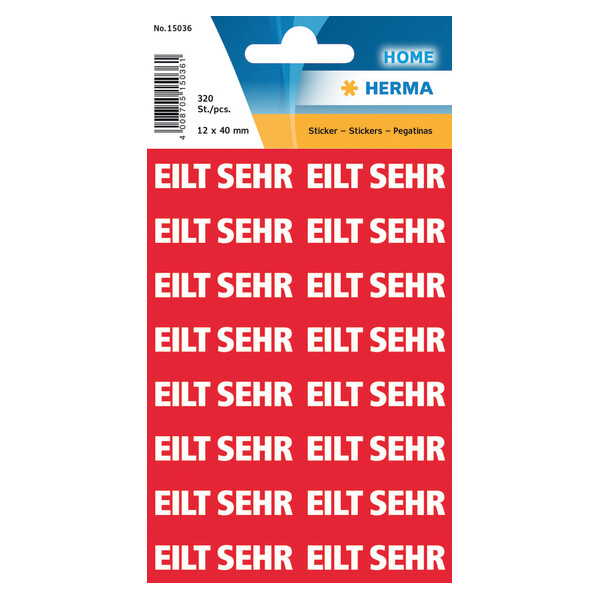 HERMA Textetiketten "EILT SEHR", 12 x 40 mm, rot weiß
