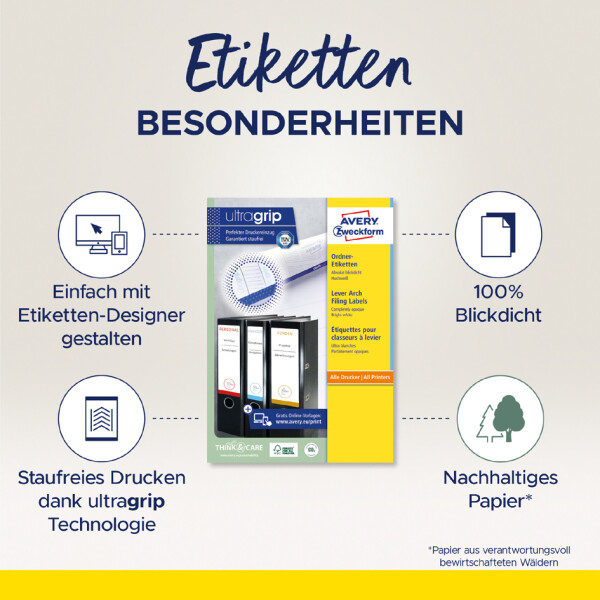 AVERY Zweckform Ordnerrücken-Etiketten, 34 x 192 mm, weiß