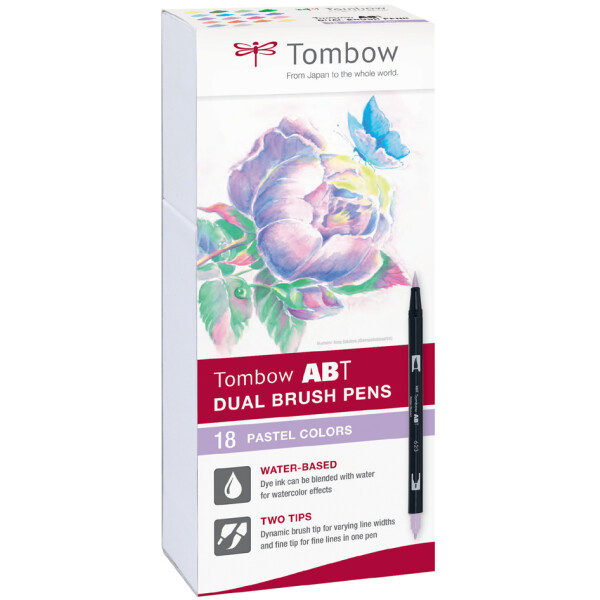Tombow Doppelfasermaler "ABT DUAL BRUSH PEN", Pastellfarben