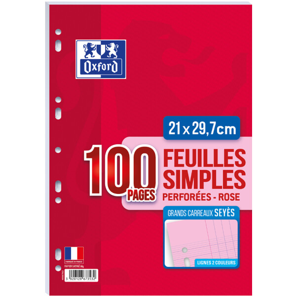 Oxford Ringbucheinlagen, SEYES, Farbe: rosa, 80 g