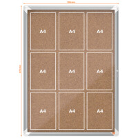 nobo Schaukasten Premium Plus, Kork-Rückwand, 9 x...