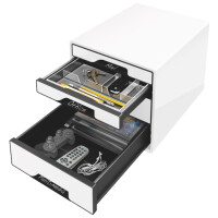 LEITZ Schubladenbox WOW CUBE, 4 Schübe, perlweiß schwarz