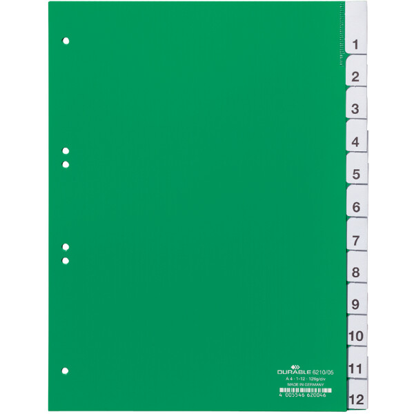 DURABLE Kunststoff-Register, PP, Stärke: 0,12 mm, 15-teilig