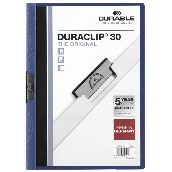DURABLE Klemmhefter DURACLIP ORIGINAL 30, DIN A4, grau