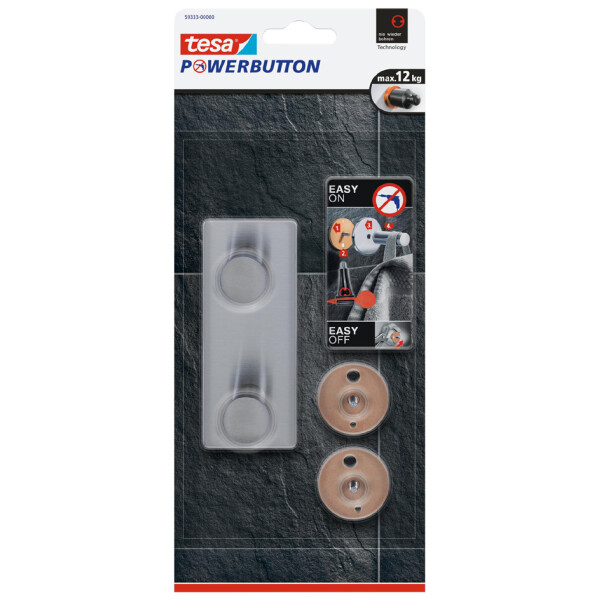 tesa Powerbutton Hakenleiste Classic, 2-fach
