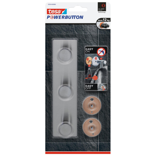 tesa Powerbutton Hakenleiste Classic, 2-fach