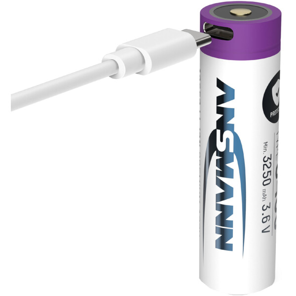ANSMANN Li-Ion Akku 18650 mit USB-C Kupplung, 2.600 mAh
