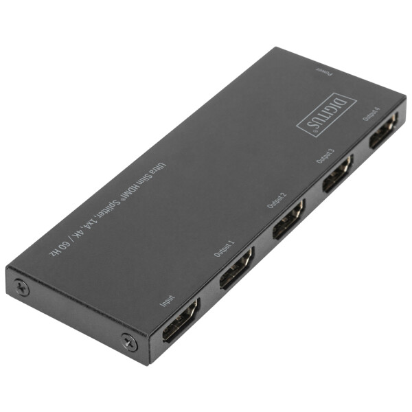 DIGITUS Ultra Slim HDMI Splitter, 1x4, 4K 60 Hz, schwarz