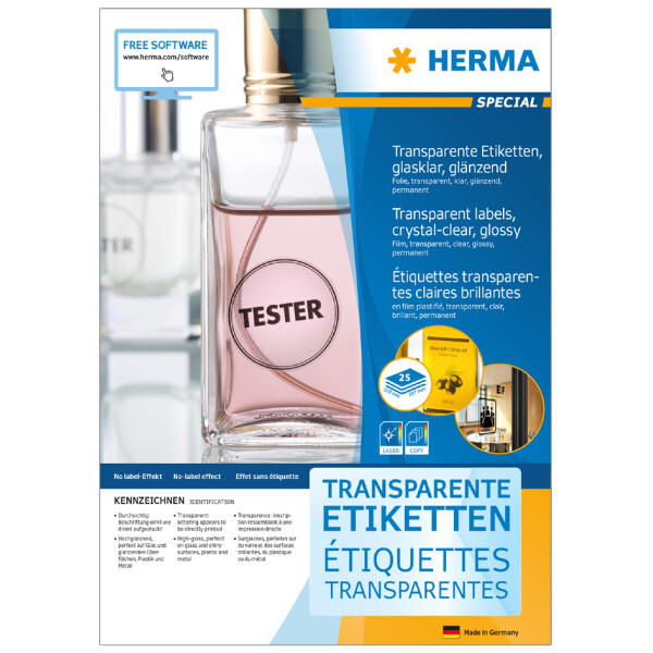 HERMA Transparente Folien-Etiketten SPECIAL, 210 x 297 mm