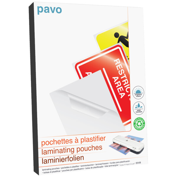 pavo Laminierfolientasche, DIN A4, gl&auml;nzend, 250 mic