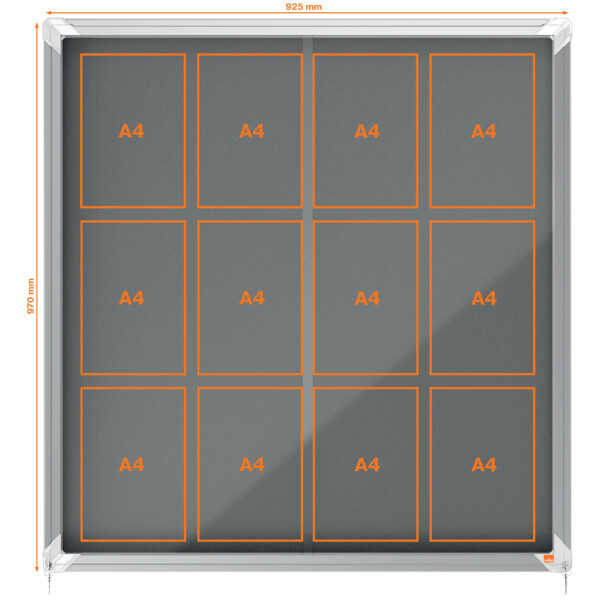 nobo Schaukasten Premium Plus, Filz-Rückwand, 18 x DIN A4