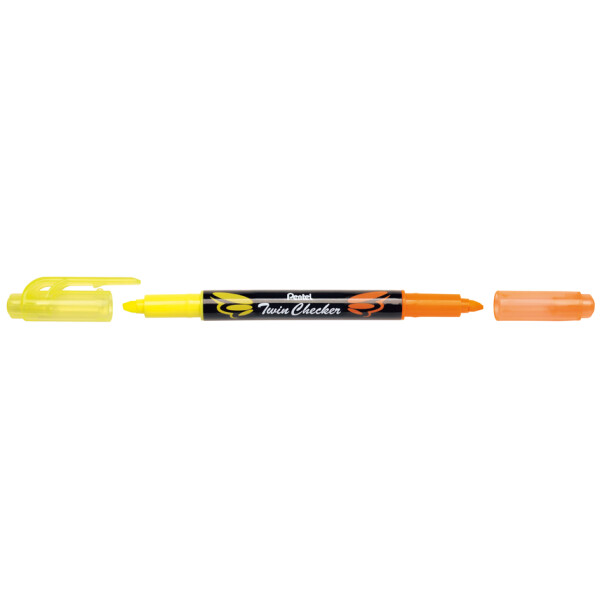 Pentel Textmarker "TWIN CHECKER", 2 Spitzen, gelb orange