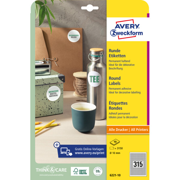 AVERY Zweckform Kennzeichnungs-Etiketten, Durchmesser: 20 mm
