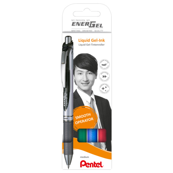 Pentel Gel-Tintenroller EnerGel XmRT, 4er Set, Fancyfarben
