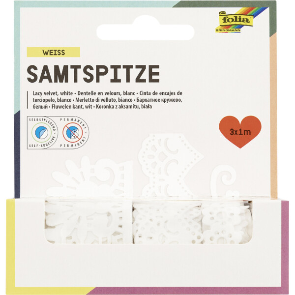 folia Samtbordüren "Spitze", selbstklebend, weiß