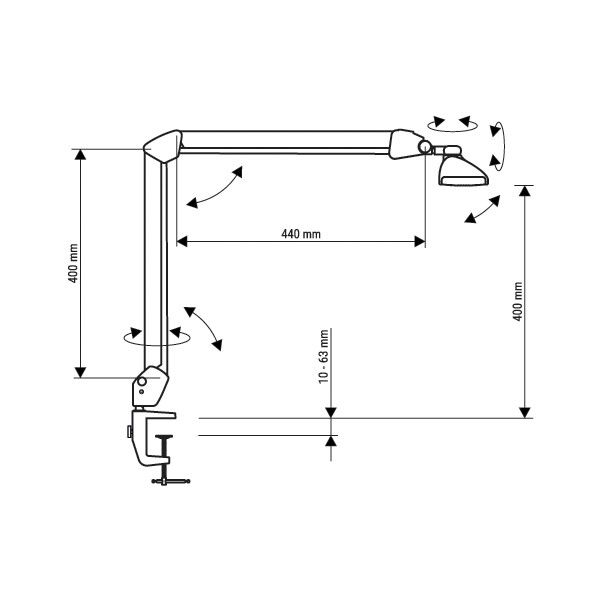 MAUL LED-Arbeitsleuchte MAULwork, Klemmfu&szlig;, dimmbar, wei&szlig;