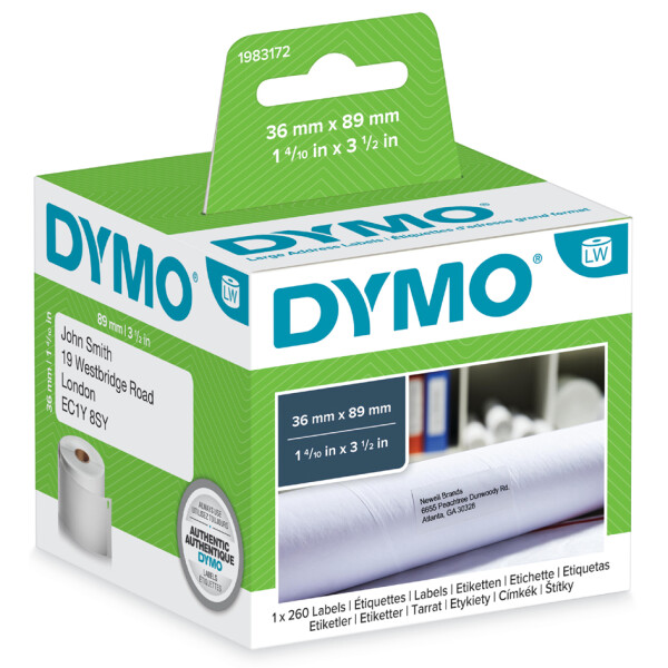 DYMO LabelWriter-Adress-Etiketten, 89 x 36 mm, weiß