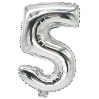 PAPSTAR Folienballon "Zahlen", Ziffer: 5, silber
