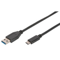 DIGITUS USB 3.0 Kabel, USB-C - USB-A Stecker, 1,0 m