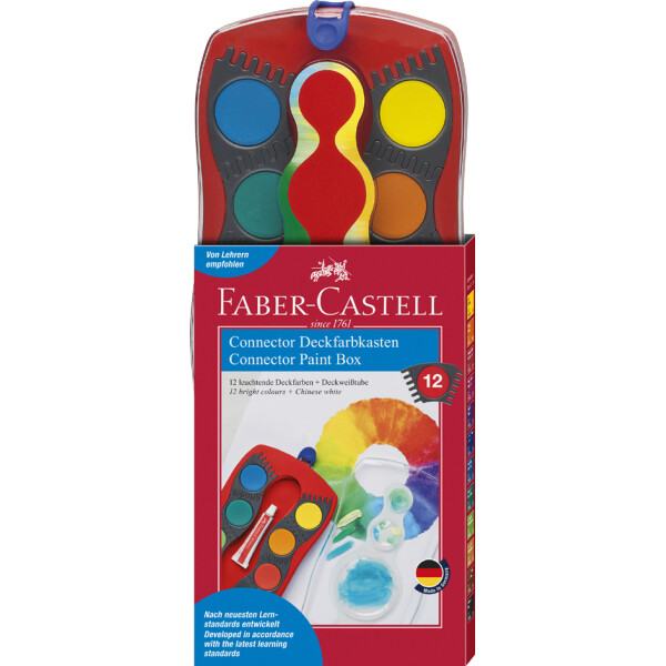 FABER-CASTELL Deckfarbkasten CONNECTOR, 24 Farben, rot