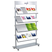 kerkmann Prospektregal Rico, für 16 x DIN A4, alusilber