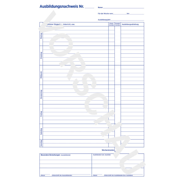 AVERY Zweckform Formularbuch "Ausbildungsnachweis", A4
