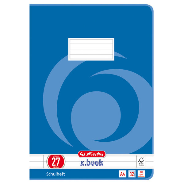 herlitz Schulheft x.book, DIN A4, Lineatur 27 liniert