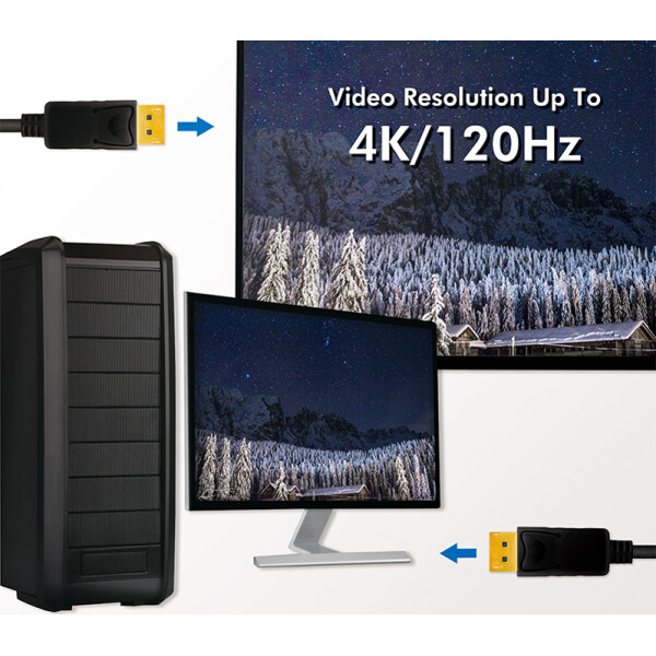 LogiLink DisplayPort 1.4 Anschlusskabel, schwarz, 2,0 m