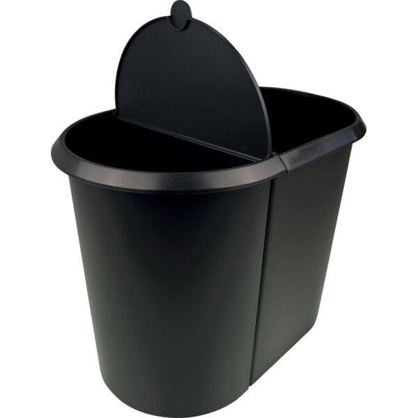 helit Papierkorb "the double", oval, PE, ohne Deckel,schwarz