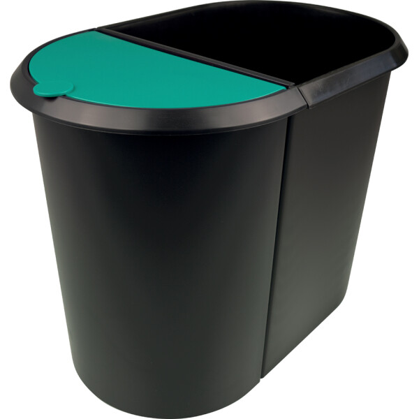 helit Papierkorb "the double", oval, PE, ohne Deckel,schwarz