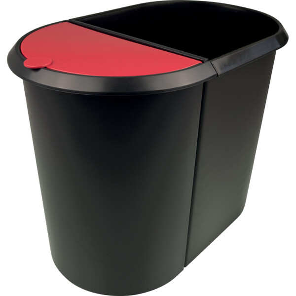 helit Papierkorb "the double", oval, PE, ohne Deckel,schwarz