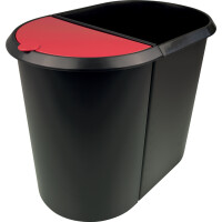 helit Papierkorb "the double", oval, PE, ohne Deckel,schwarz