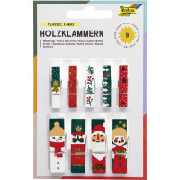 folia Holzklammern mit Druck "XMas II"