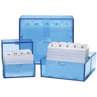 WEDO Karteikasten A6 quer, blau-transparent, bestückt