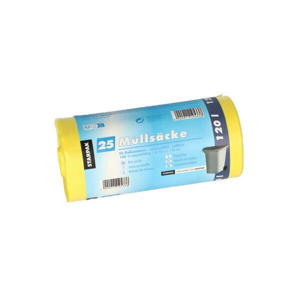 STARPAK M&uuml;lls&auml;cke HDPE, 120 Liter, gelb