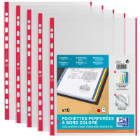 Oxford Prospekthülle, DIN A4 mit farbigem Rand, PP, rot