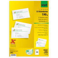sigel PC-Visitenkarten, 85 x 55 mm, 190 g qm, hochweiß