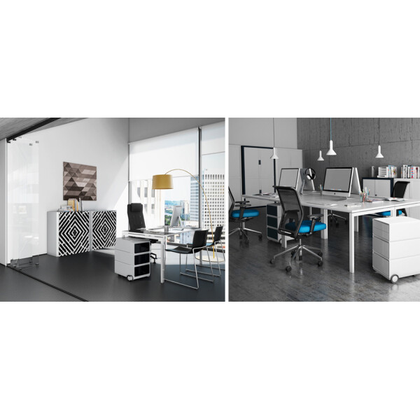 PAPERFLOW Rollcontainer easyBox, 4 Schübe, weiß buche