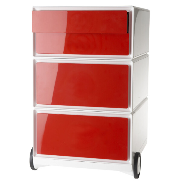 PAPERFLOW Rollcontainer easyBox, 4 Schübe, weiß buche