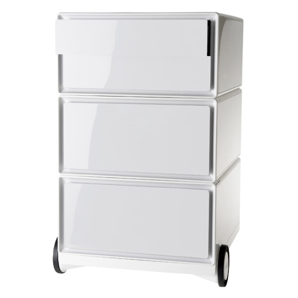 PAPERFLOW Rollcontainer easyBox, 4 Schübe, weiß buche