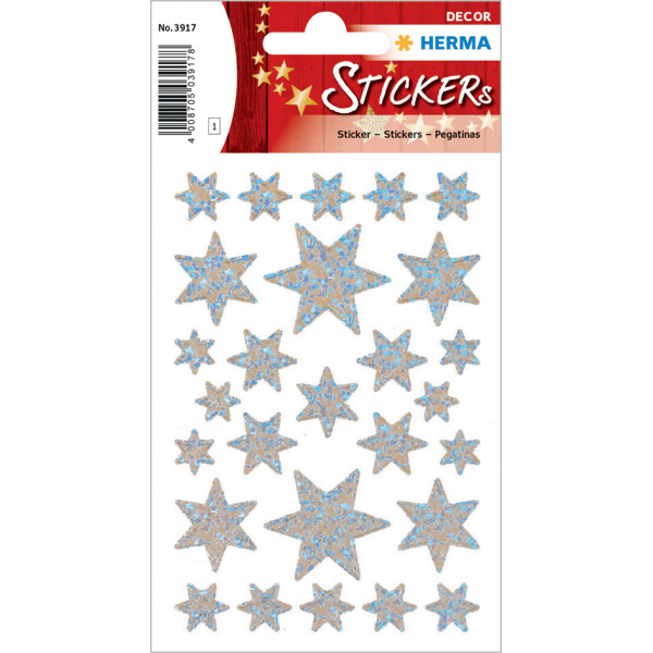 HERMA Weihnachts-Sticker DECOR "Sterne", silber, Holografie