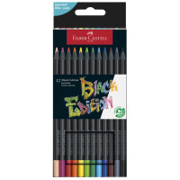 FABER-CASTELL Dreikant-Buntstifte Black Edition, 12er Etui