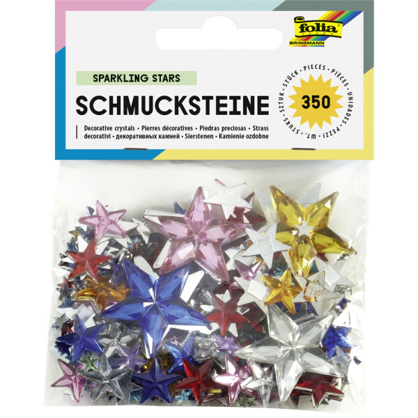 folia Schmucksteine Sterne, Gr&ouml;&szlig;en und Farben sortiert