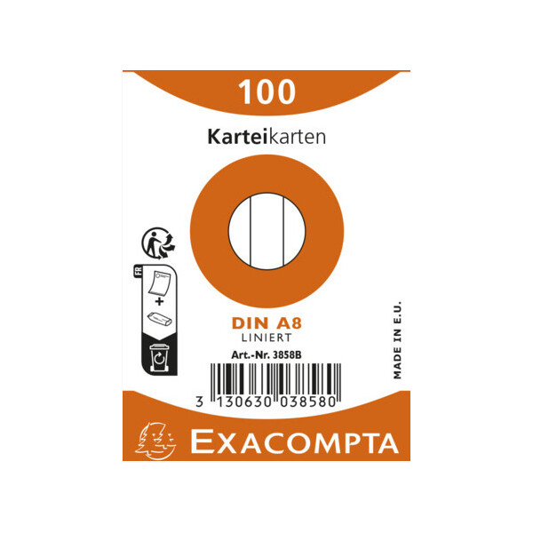 EXACOMPTA Karteikarten, DIN A8, blanko, weiß