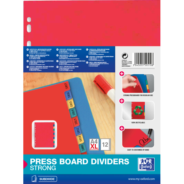 Oxford Karton-Register, blanko, DIN A4+, 6-teilig