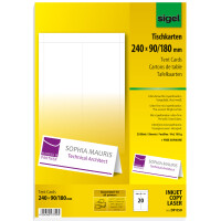 sigel Tischkarte, hochweiß, 185 g qm, 240 x 90 180 mm