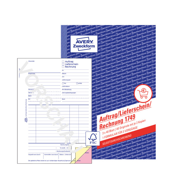 AVERY Zweckform Formularbuch "Auftrag", A5, 2 x 50 Blatt