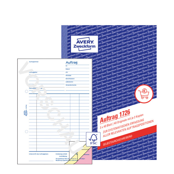 AVERY Zweckform Formularbuch "Auftrag", A5, 2 x 50 Blatt