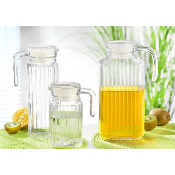 Esmeyer Arcoroc Glaskrug "QUADRO", mit Deckel, 0,5 Liter