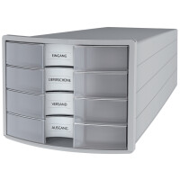 HAN Schubladenbox IMPULS 2.0, 4 Schübe, lichtgrau rot